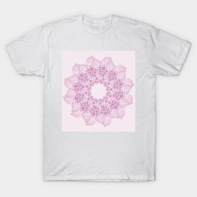Pink butterflies and flowers mandala T-Shirt by hereswendy